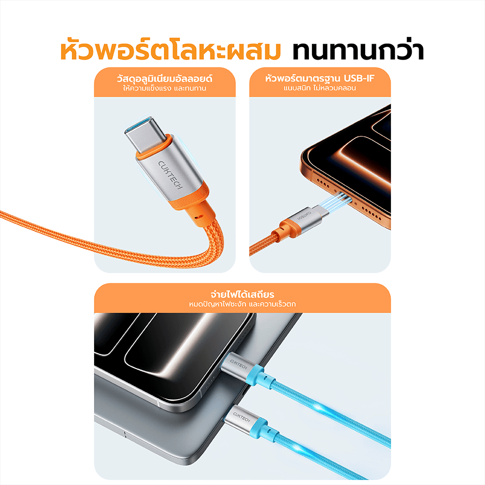 สายชาร์จเร็ว CUKTECH รุ่น CTC615W 6A 240W USB-C ยาว 1.5 ม. สีดำ (รองรับการชาร์จ PD3.1)_4